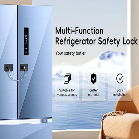 2 Pack Refrigerator Locks with 4 Keys, Child Safety Lock for Fridge Door Locks, Cabinets, Freezer, Desk Drawers, Wardrobes, Closets, Windows-No Tools Need or Drill (Patent)