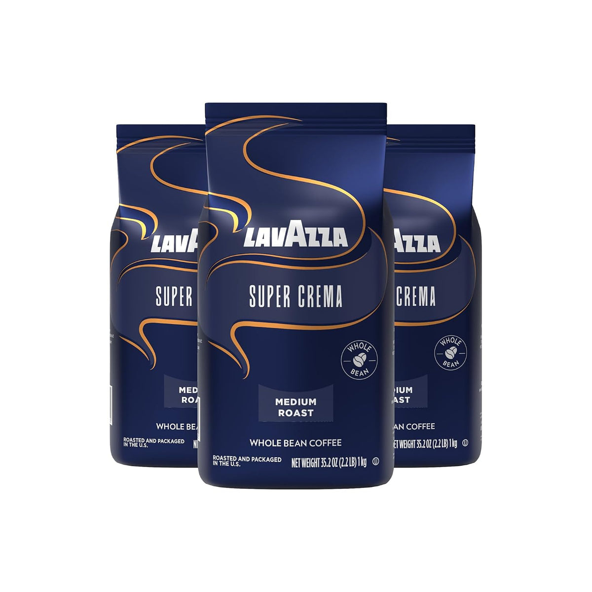 Lavazza Italian "Super Crema" Espresso Whole Bean Value Pack (3 x 2.2 lb bags)