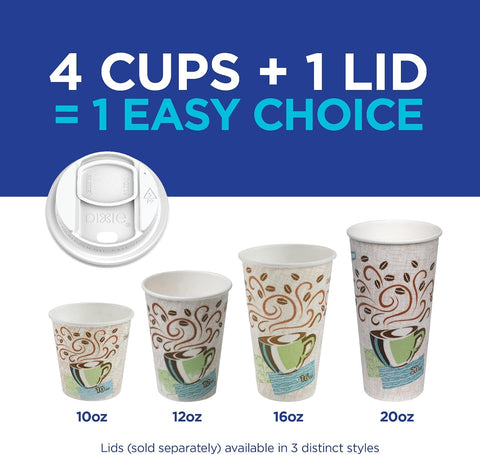 PerfecTouch Paper Hot Cups, 12 oz, Coffee Haze Design, 25/Sleeve, 20 Sleeves/Carton