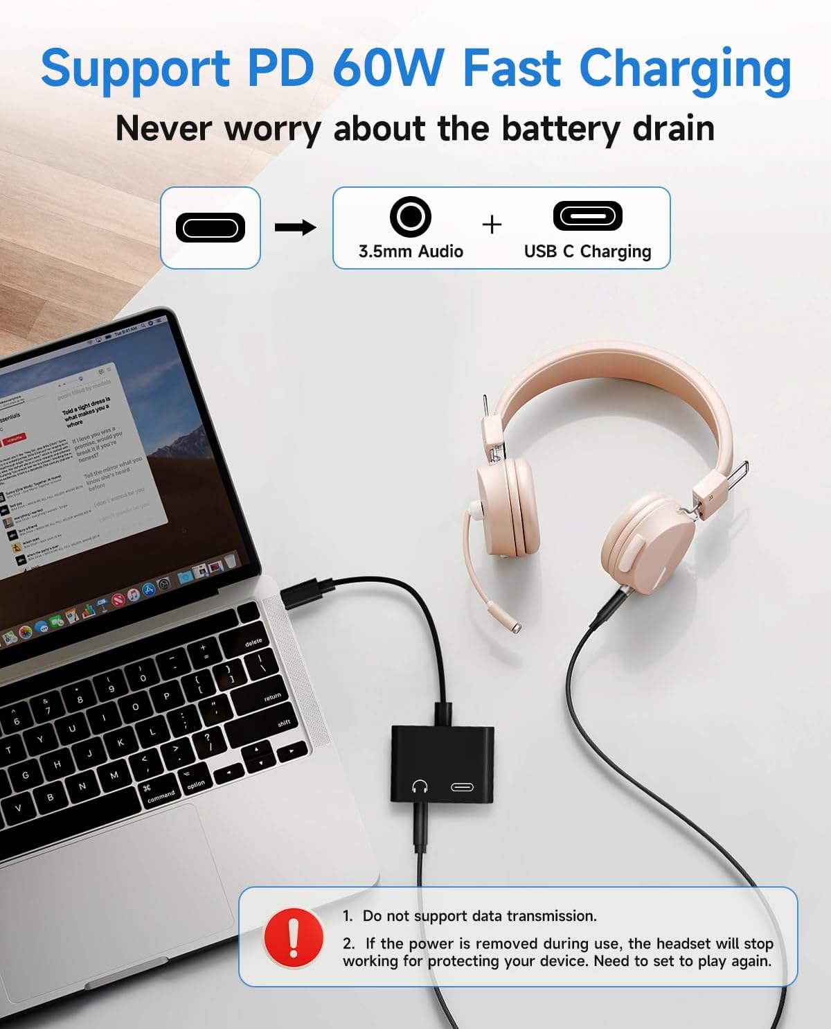 Criello USB C to 3.5mm Headphone and Charger Adapter 2 Pack