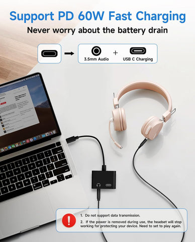Criello USB C to 3.5mm Headphone and Charger Adapter 2 Pack