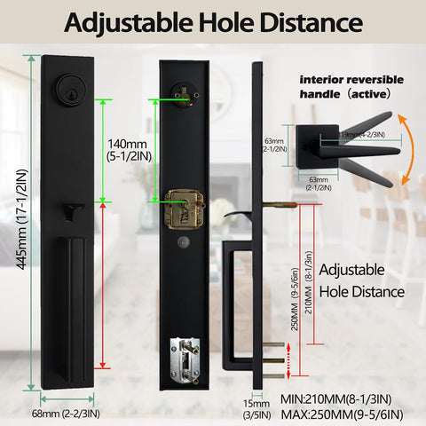 NEWBANG Front Door Handle and Deadbolt Set Reversible
