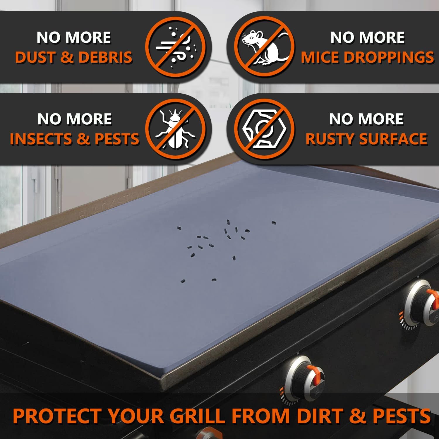 17" Silicone Griddle Mat for Blackstone 17 Inch Grill, Heavy Duty Food Grade Silicone Griddle Cover, Protect Your Grill from Dirt & Rust All Year Round (Gray)