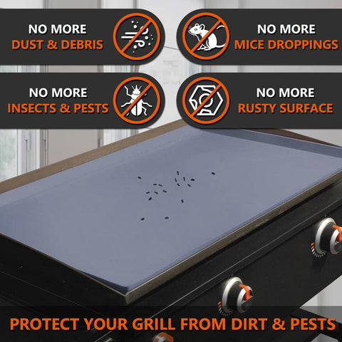 17" Silicone Griddle Mat for Blackstone 17 Inch Grill, Heavy Duty Food Grade Silicone Griddle Cover, Protect Your Grill from Dirt & Rust All Year Round (Gray)