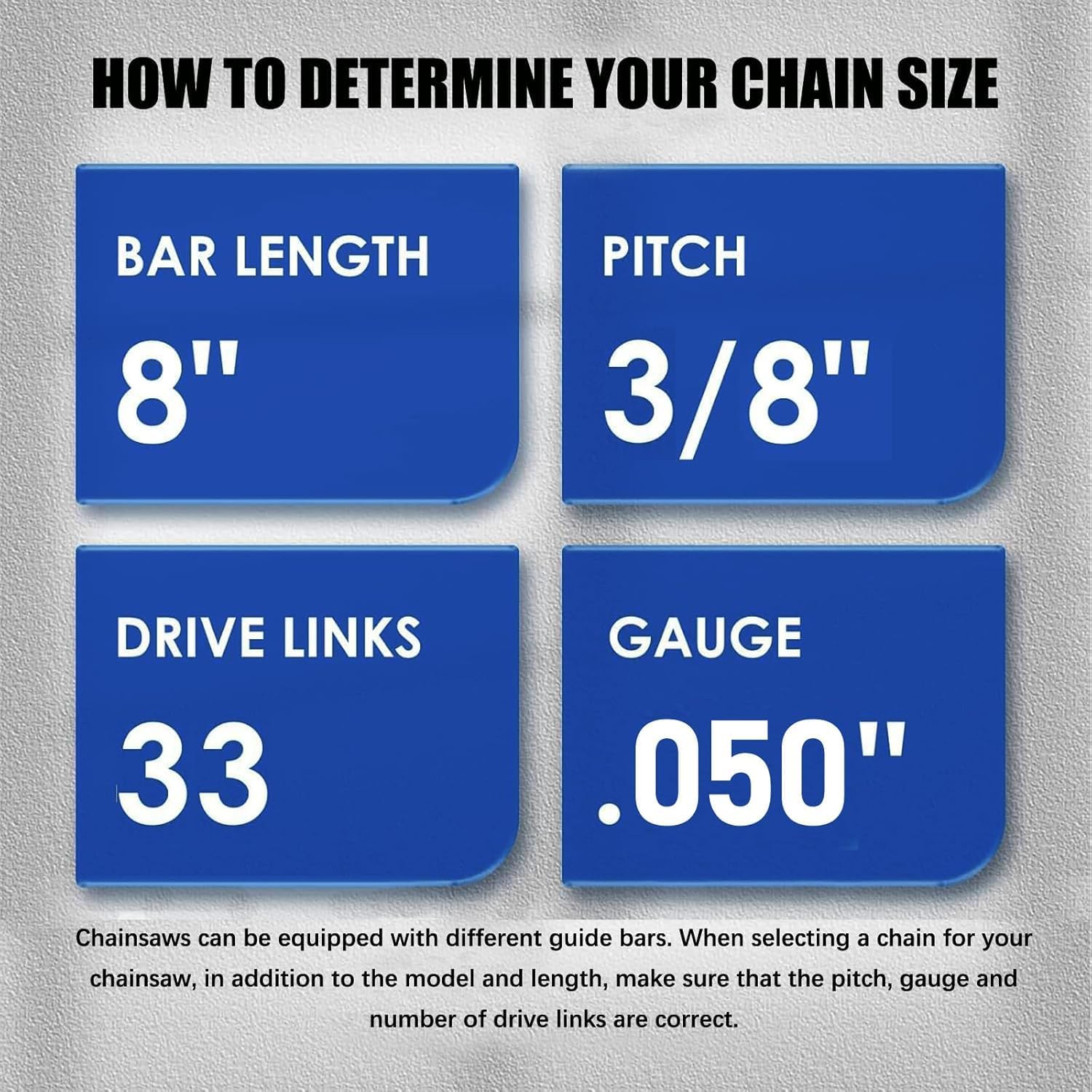 5 Pack 8 Inch Chainsaw Chain 33 Drive Links .50" Gauge, .3/8" Pitch Replacement Chains Fits for 8 Inch Mini Chainsaw Pole Saw Chain