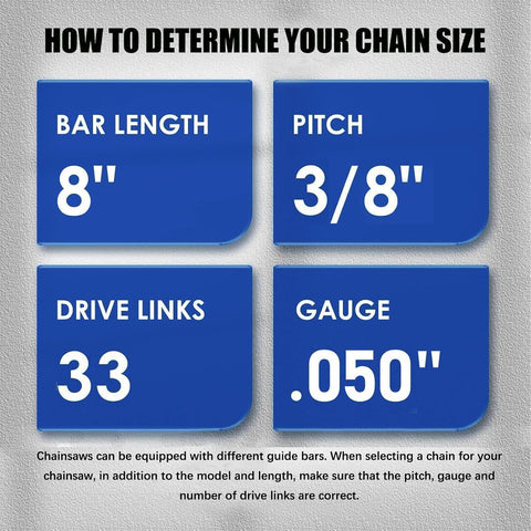 5 Pack 8 Inch Chainsaw Chain 33 Drive Links .50" Gauge, .3/8" Pitch Replacement Chains Fits for 8 Inch Mini Chainsaw Pole Saw Chain