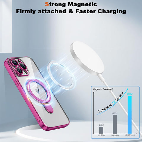 Plating Clear Case for iPhone 14 Pro Max with Stand 6.7", Rose
