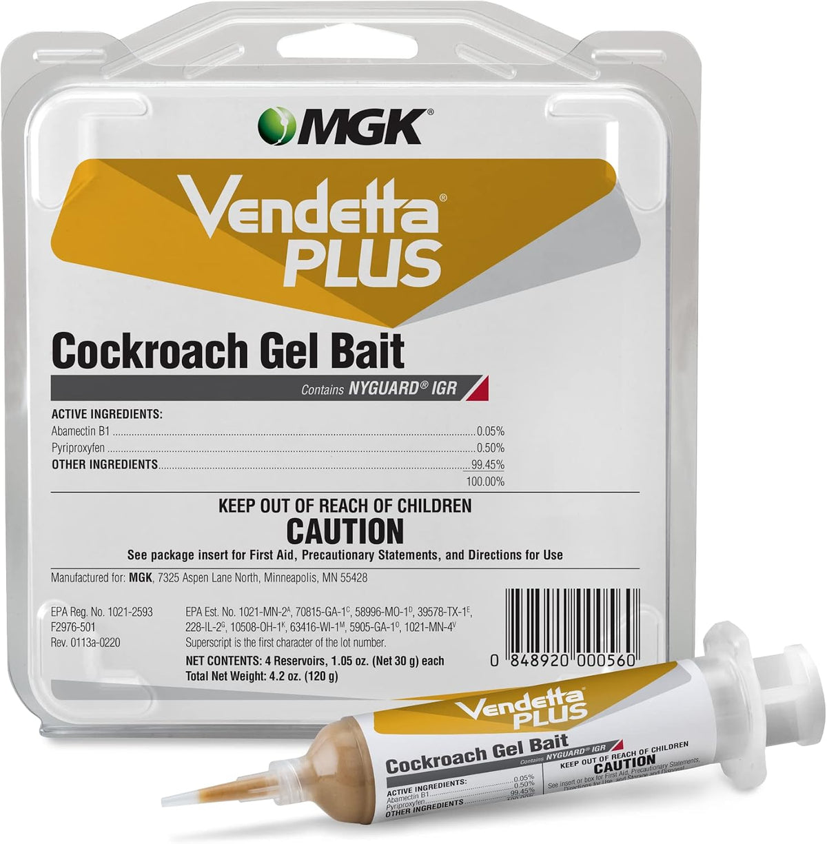 MGK Vendetta Plus Cockroach Gel Bait | 4 x 30 Gram Tubes