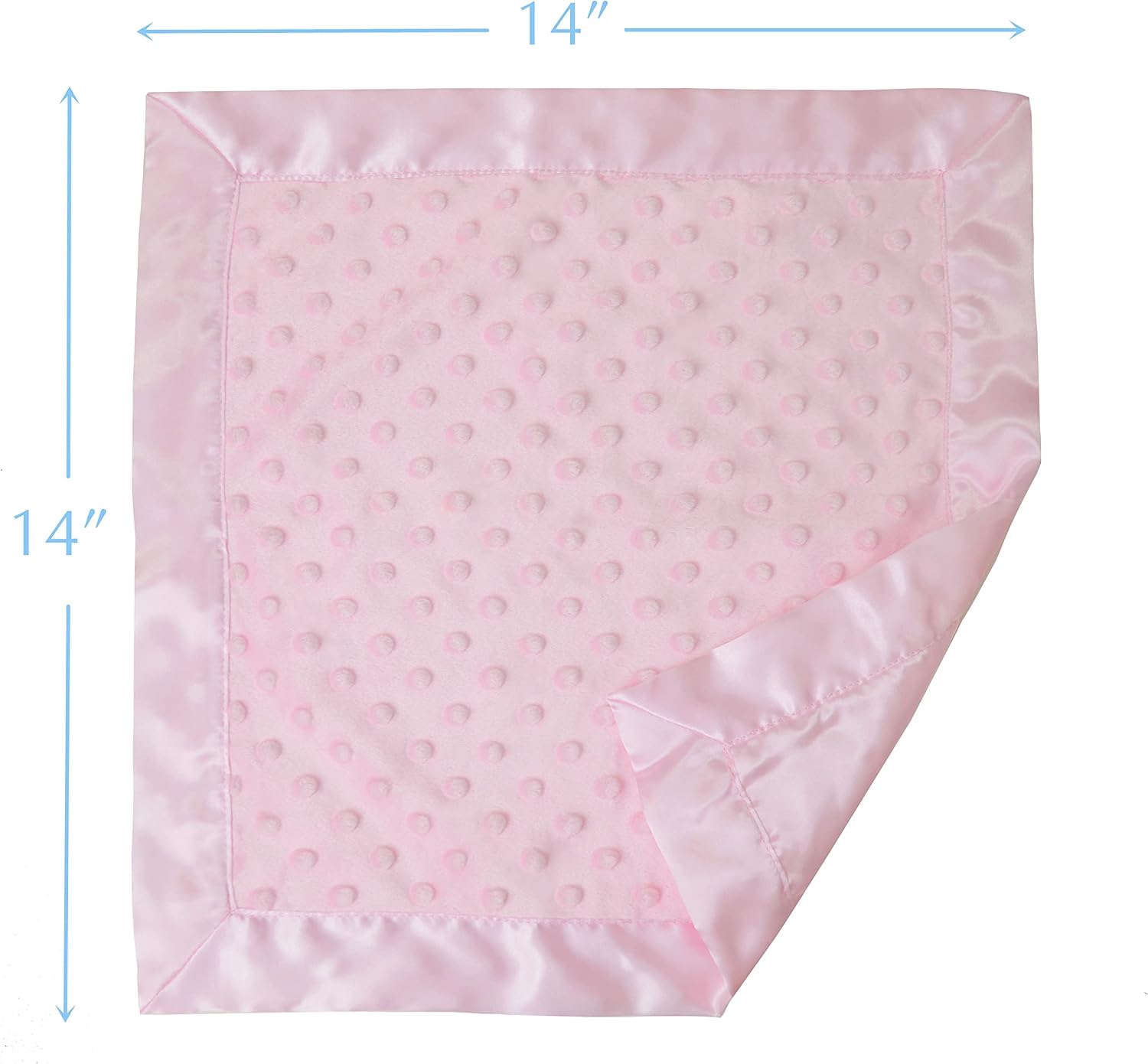 American Baby Company Heavenly Soft Chenille Security Blanket (14" x 14"), 2-Layer Design with Minky Dot & Silky Satin, Pink, for Boys and Girls