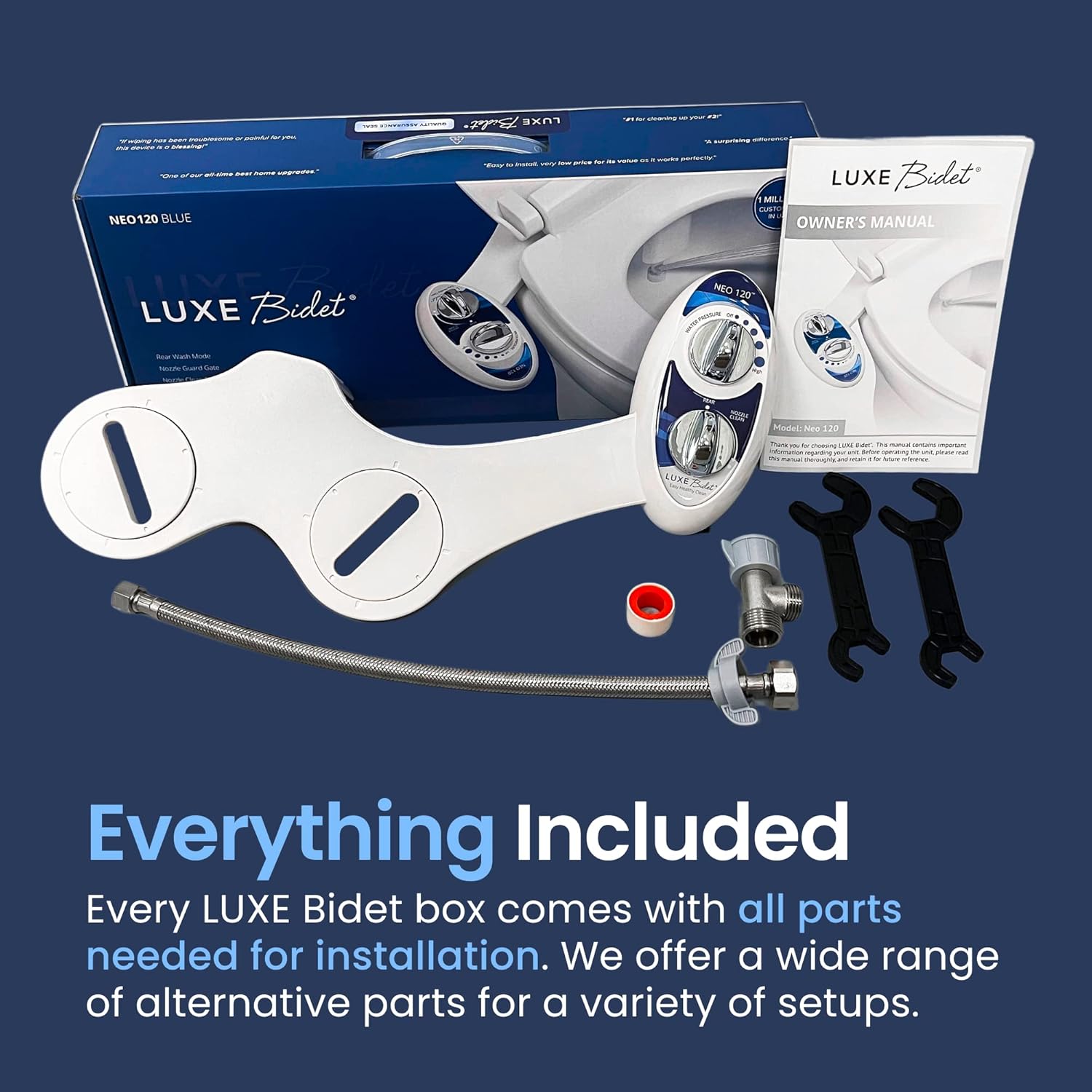 LUXE Bidet NEO 120 - Bidet Attachment for Toilet Seat, Blue