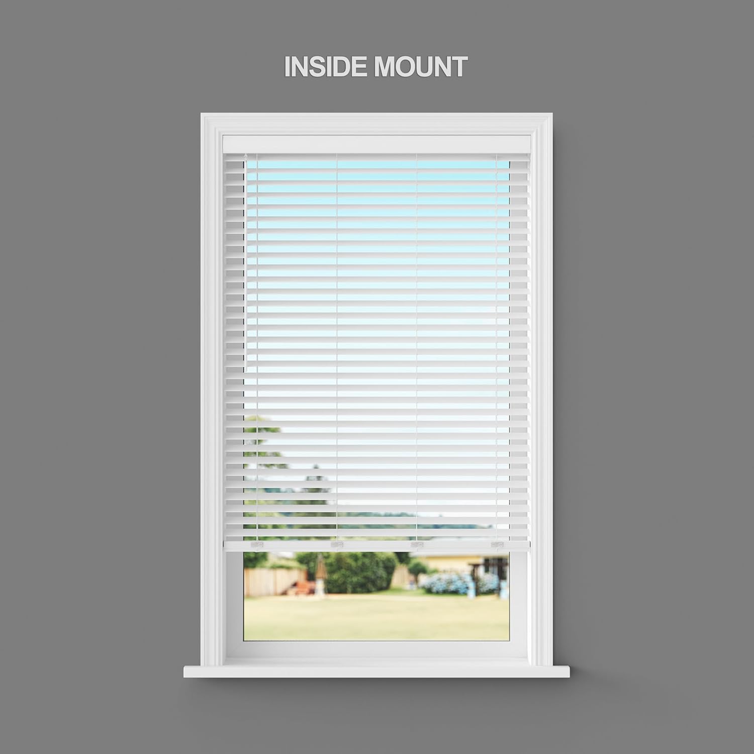 Lumino 2" Flat Slat Faux Wood Blinds, 35" W x 72" L White