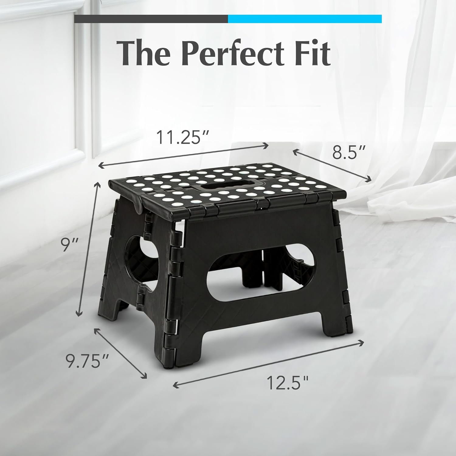 Handy Laundry Folding Step Stool 9 Inch, Black, Non-Slip Holds 300 lbs