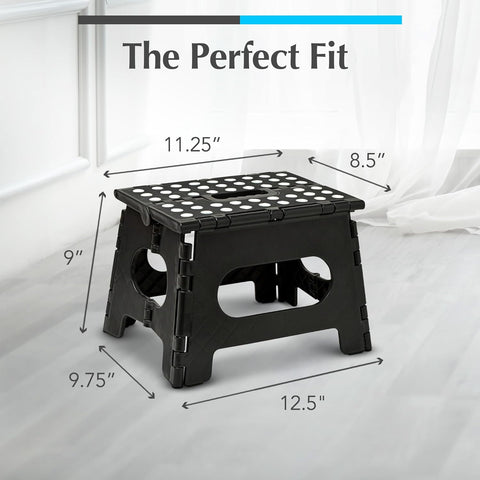 Handy Laundry Folding Step Stool 9 Inch, Black, Non-Slip Holds 300 lbs