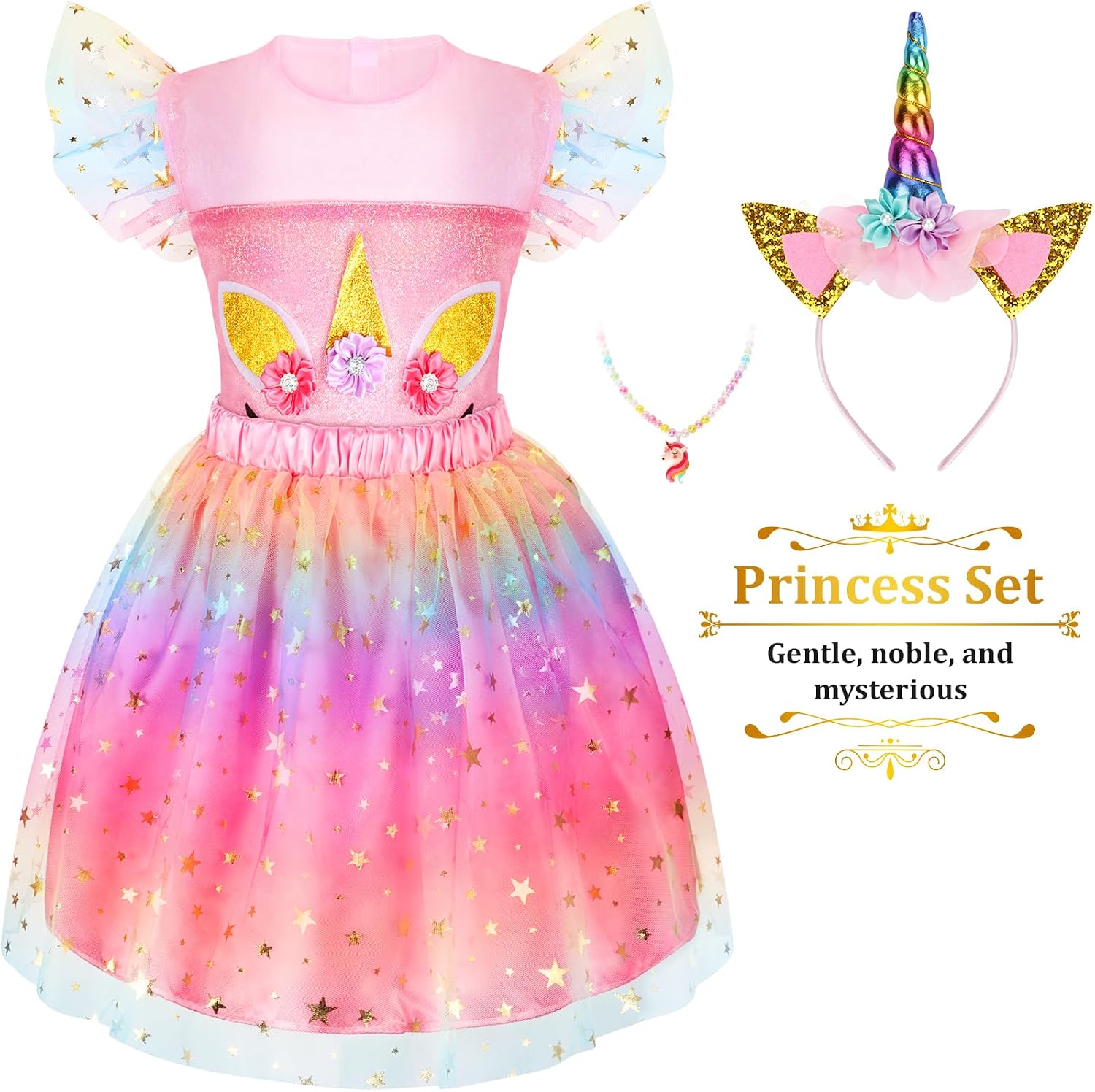 LIMIROLER Princess Dress Up Clothes for Little Girl Role Play Costume Gift Set Princess Dress Up Toys for Toddler Girls