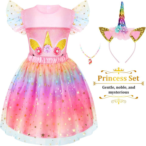 LIMIROLER Princess Dress Up Clothes for Little Girl Role Play Costume Gift Set Princess Dress Up Toys for Toddler Girls