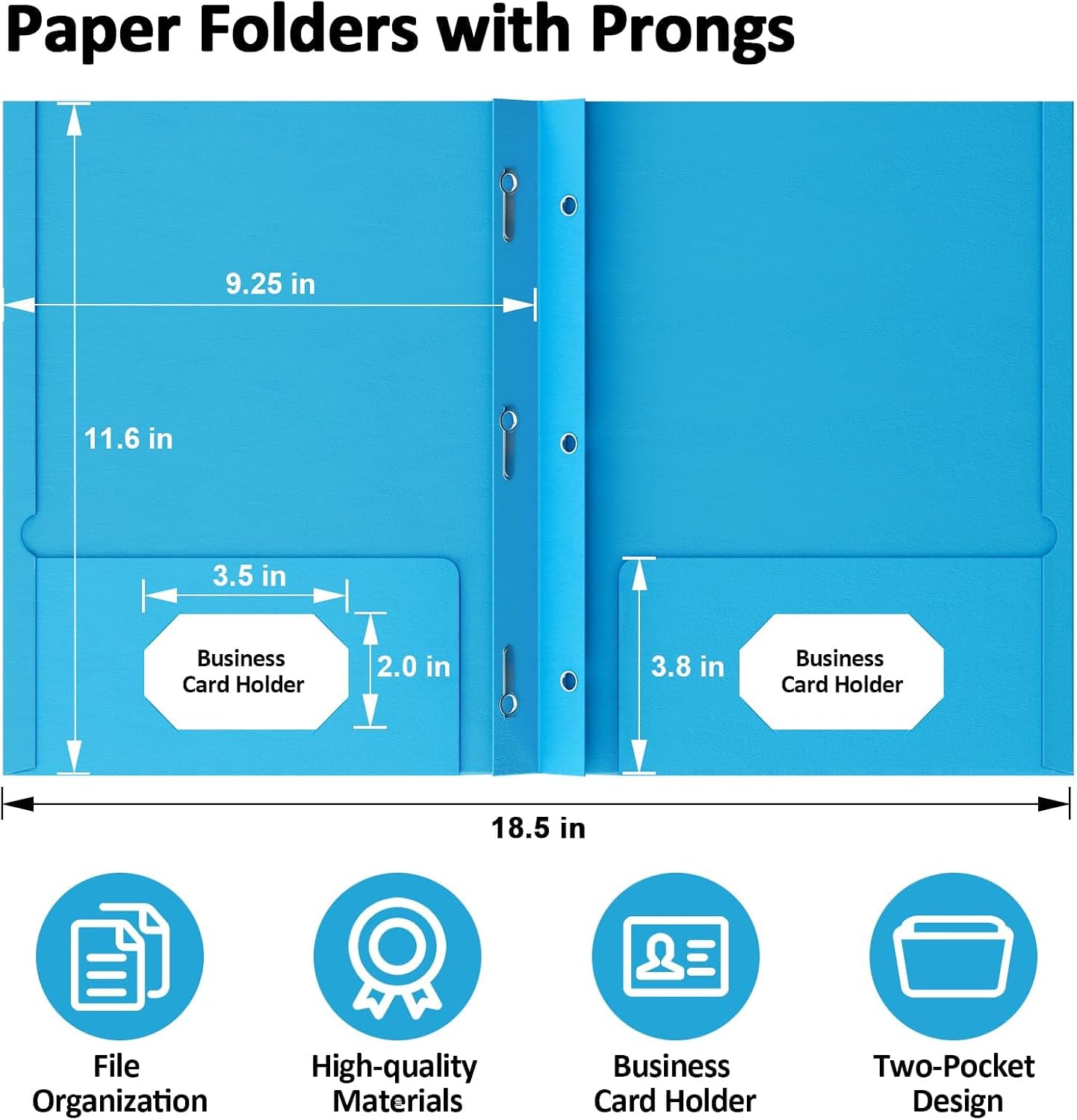 2 Pocket Folders with Prongs, 5 Pack Paper Folders with Pockets and Prongs