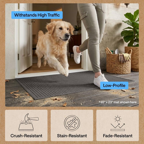 GORILLA GRIP® HydroABSORB Door Mat for Indoor Outdoor, 47x35 Charcoal