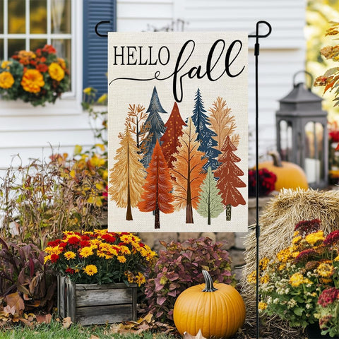 CROWNED BEAUTY Fall Welcome Trees Garden Flag for Outside 12x18 Inch
