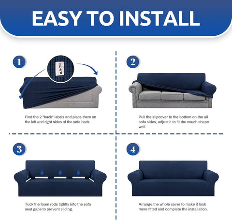 KEKUOU Stretch Chair Sofa Slipcover, Single Couch Cover,Navy Blue