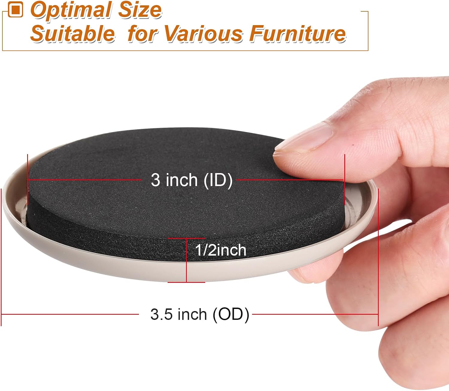 Furniture Sliders for Carpet 8 PCS - 3 1/2"