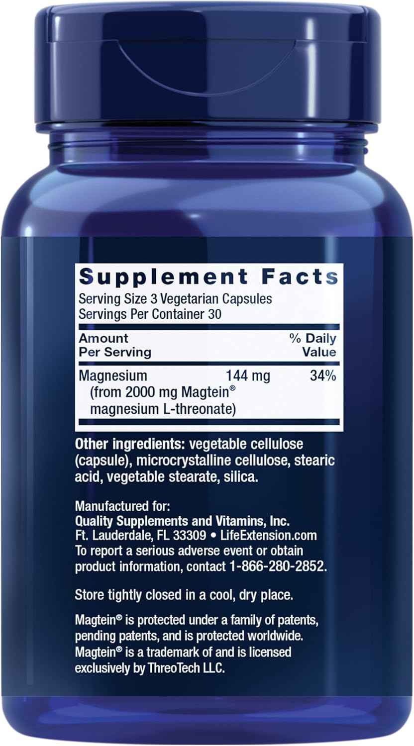 Neuro-Mag Magnesium L-Threonate, Memory Health, Quick Thinking, Cognitive Health Support, Vegetarian, 90 Vegetarian Capsules