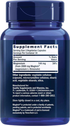 Neuro-Mag Magnesium L-Threonate, Memory Health, Quick Thinking, Cognitive Health Support, Vegetarian, 90 Vegetarian Capsules