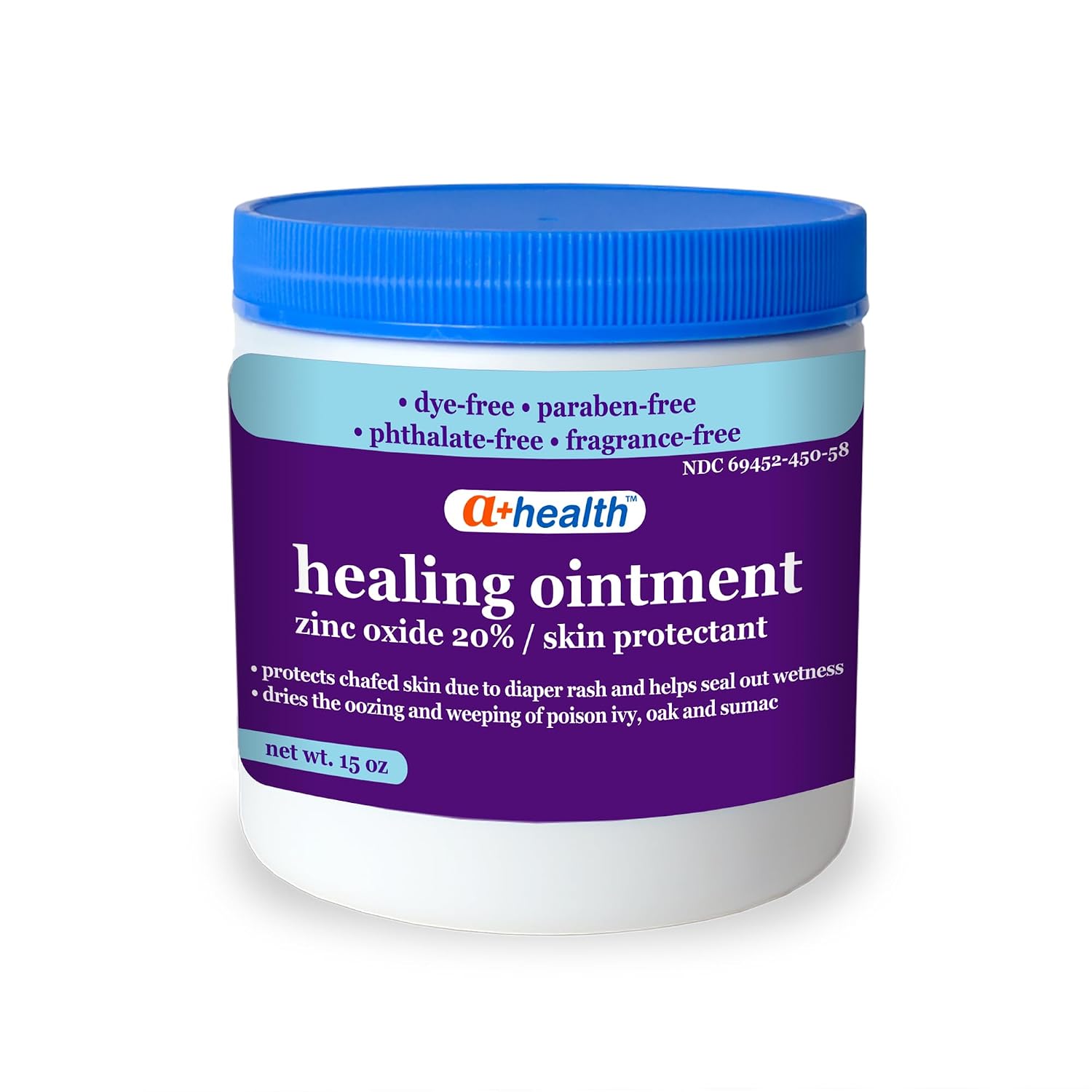 A+Health Healing Ointment Zinc Oxide 20%, Skin Protectant Barrier 15 Oz Jar