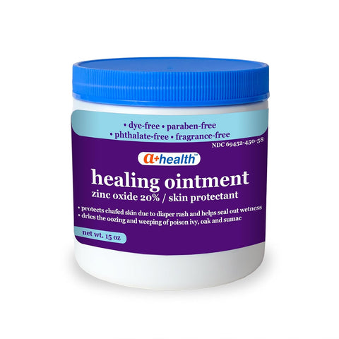 A+Health Healing Ointment Zinc Oxide 20%, Skin Protectant Barrier 15 Oz Jar