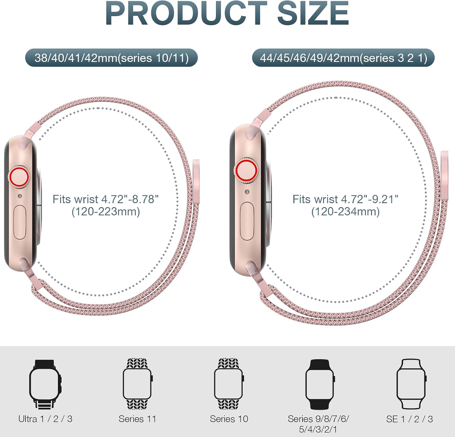 Original Stainless Steel Mesh Loop Compatible with Apple Watch Bands Women