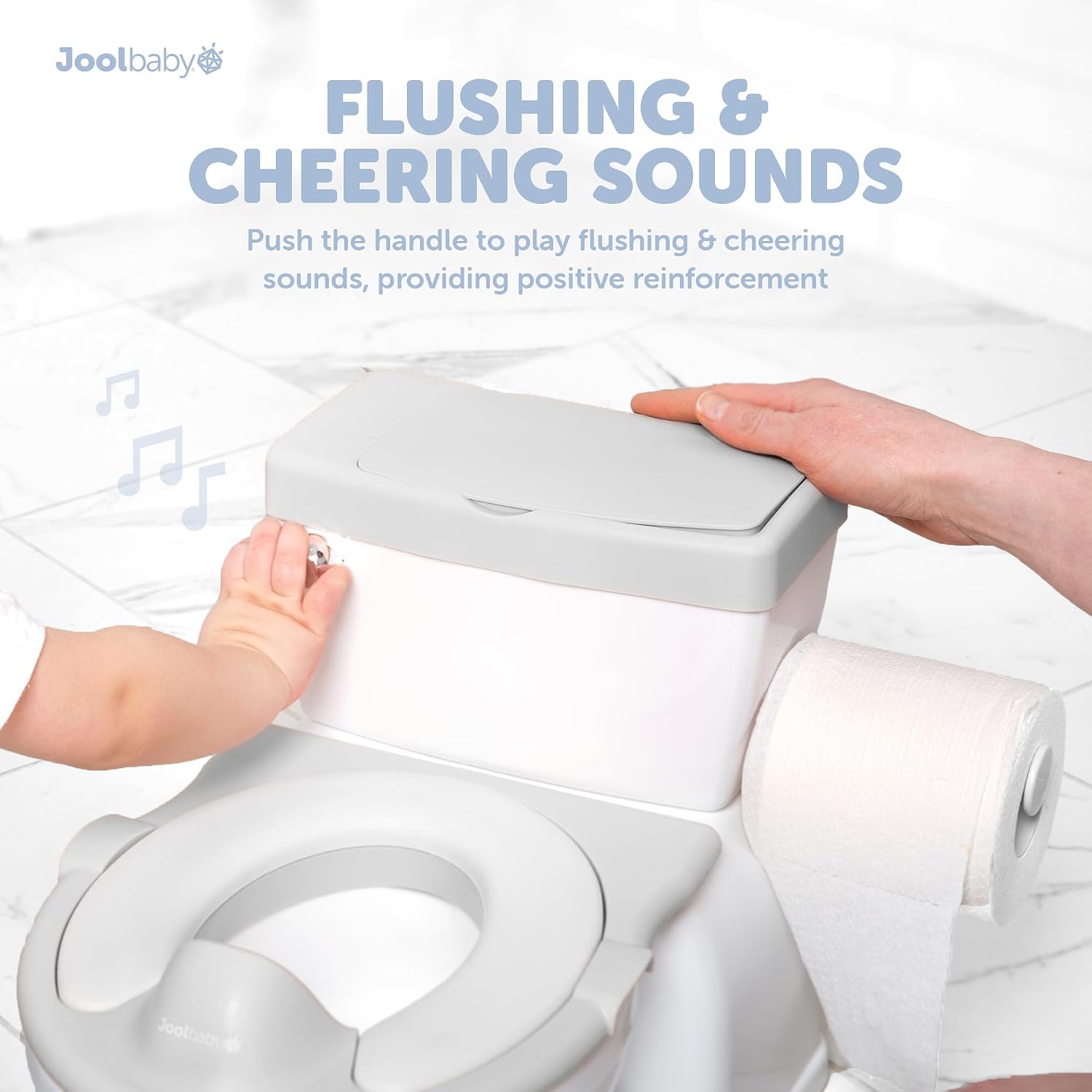 Jool Baby Real Feel 2-in-1 Potty with Wipes Storage, Flushing Sounds & Disposable Liners - Realistic Toilet - Easy to Clean & Assemble (Gray)