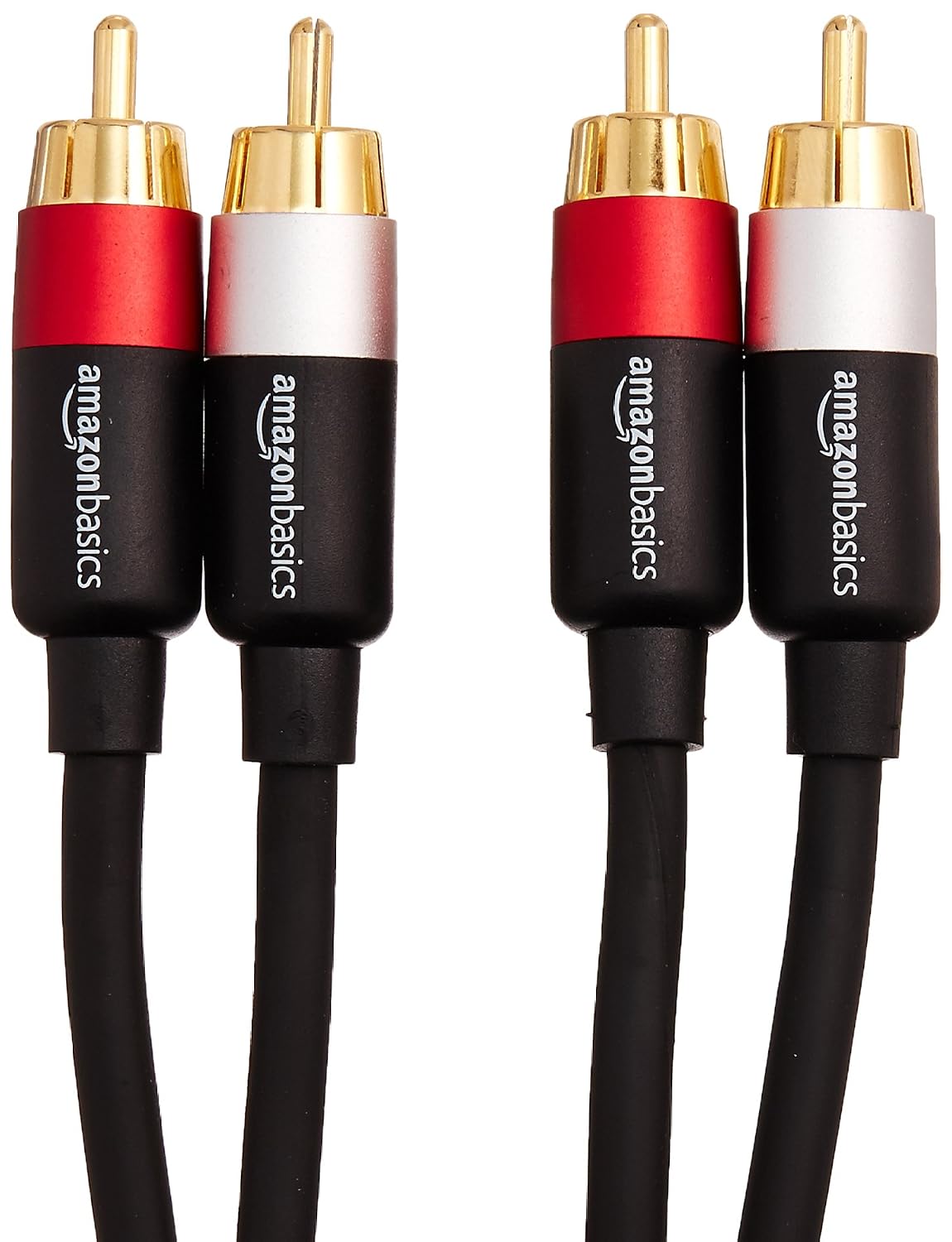 Amazon Basics 2 RCA Stereo Audio Cable for Hi-Fi System, Amplifier, Active Speakers or Subwoofer with Gold-Plated Plugs, Digital Audio Compatible, 4 Feet, Black