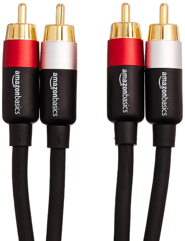 Amazon Basics 2 RCA Stereo Audio Cable for Hi-Fi System, Amplifier, Active Speakers or Subwoofer with Gold-Plated Plugs, Digital Audio Compatible, 4 Feet, Black