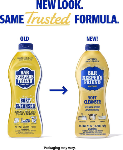 Bar Keepers Friend Soft Cleanser Liquid, 13 oz x 2, Multipurpose Surface Cleaner, Soap Scum & Grease from Stainless Steel & More