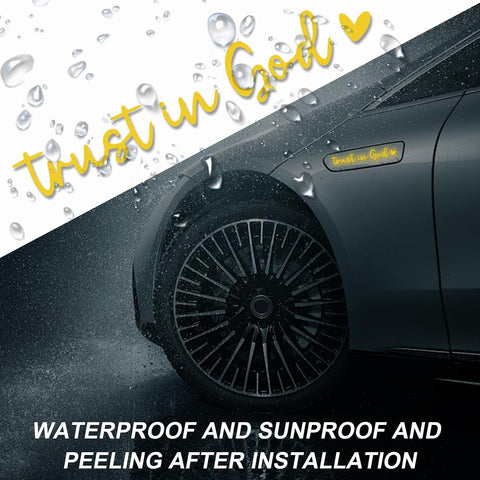 DXNQ 2PCS Trust in God Rearview Mirror Decals, Automotive Vinyl Rear View Mirror Decorative Stickers, Waterproof Trust in God Stickers for Car Truck Laptop, Car Accessories (Yellow)