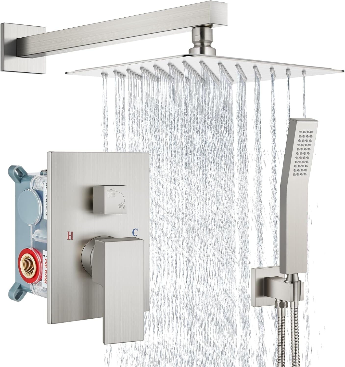 Aolemi Shower Faucet Set with Handheld Brushed Nickel 8 Inch Head