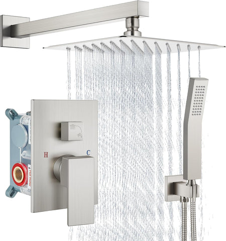 Aolemi Shower Faucet Set with Handheld Brushed Nickel 8 Inch Head