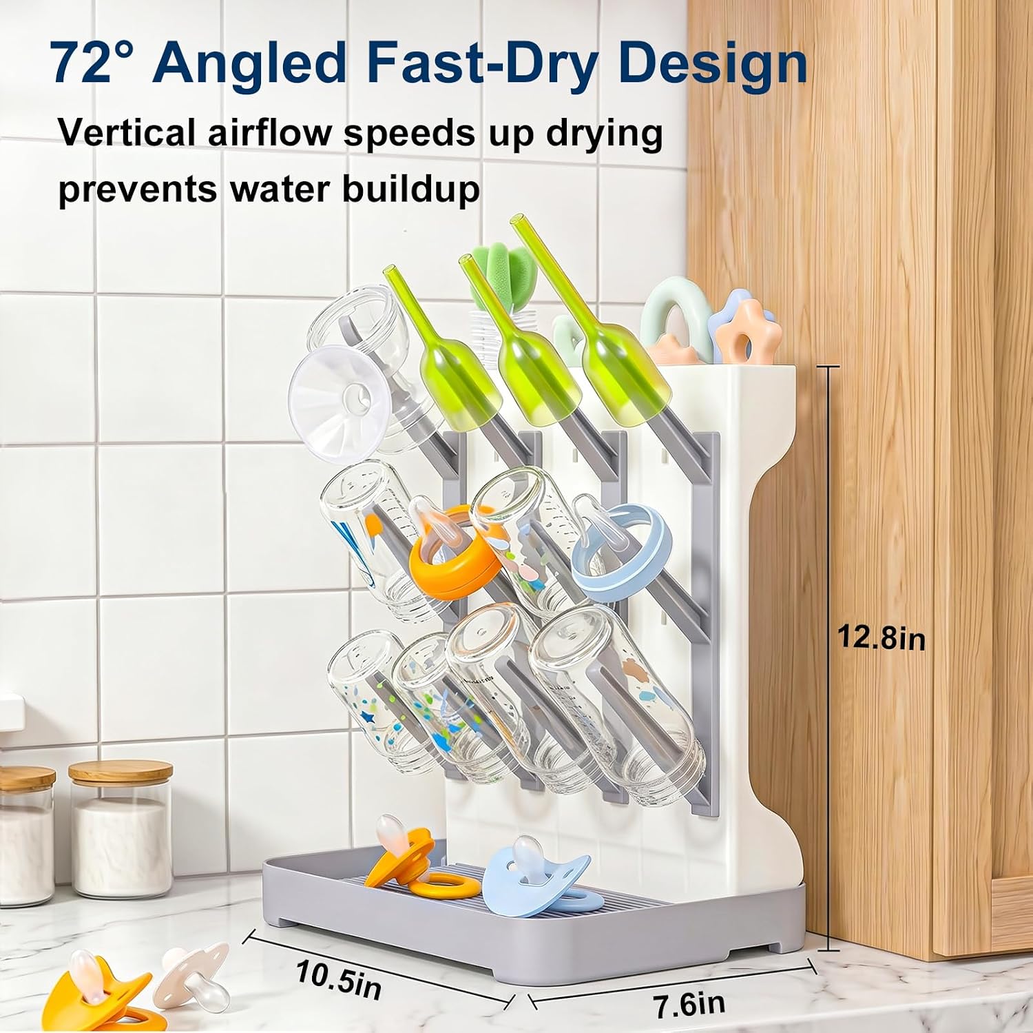 GoMaihe Baby Bottle Drying Rack: Space Saving Vertical Bottle Dryer Holder