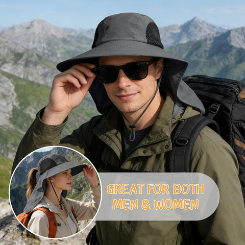 Sun Hat for Men Women with Neck Flap,UPF 50+ UV Protection Fishing Hat