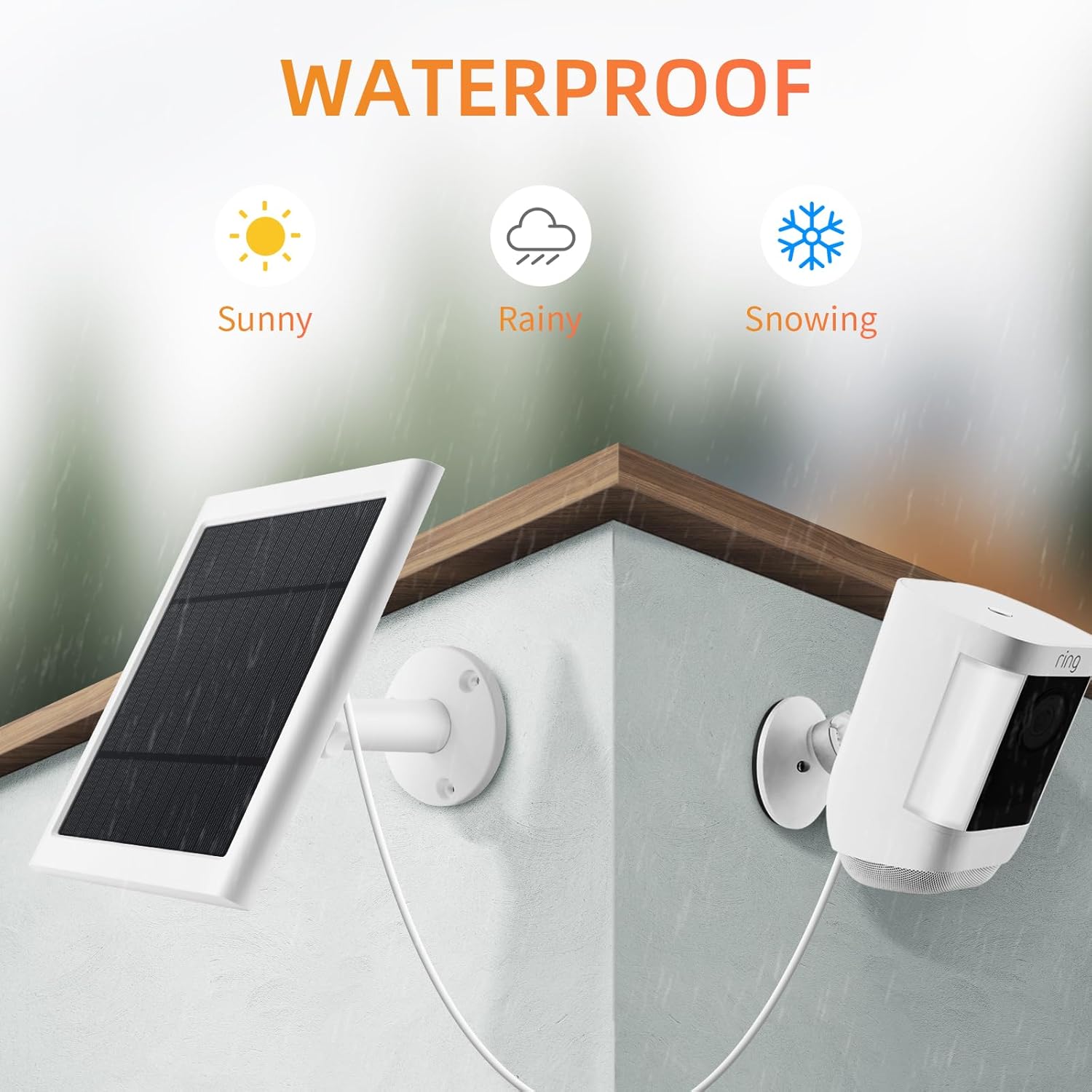 Solar Panel for Ring Camera, 4W Solar Charger Compatible with Rings Spotlight &Stick Up Outdoor Cam Battery, 10ft Long Cable with USB-C to Ring Barrel Plug Adapter