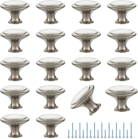 Brushed Nickel Cabinet Drawer Hardware,30mm Kitchen Cabinet Knobs,18 Pack