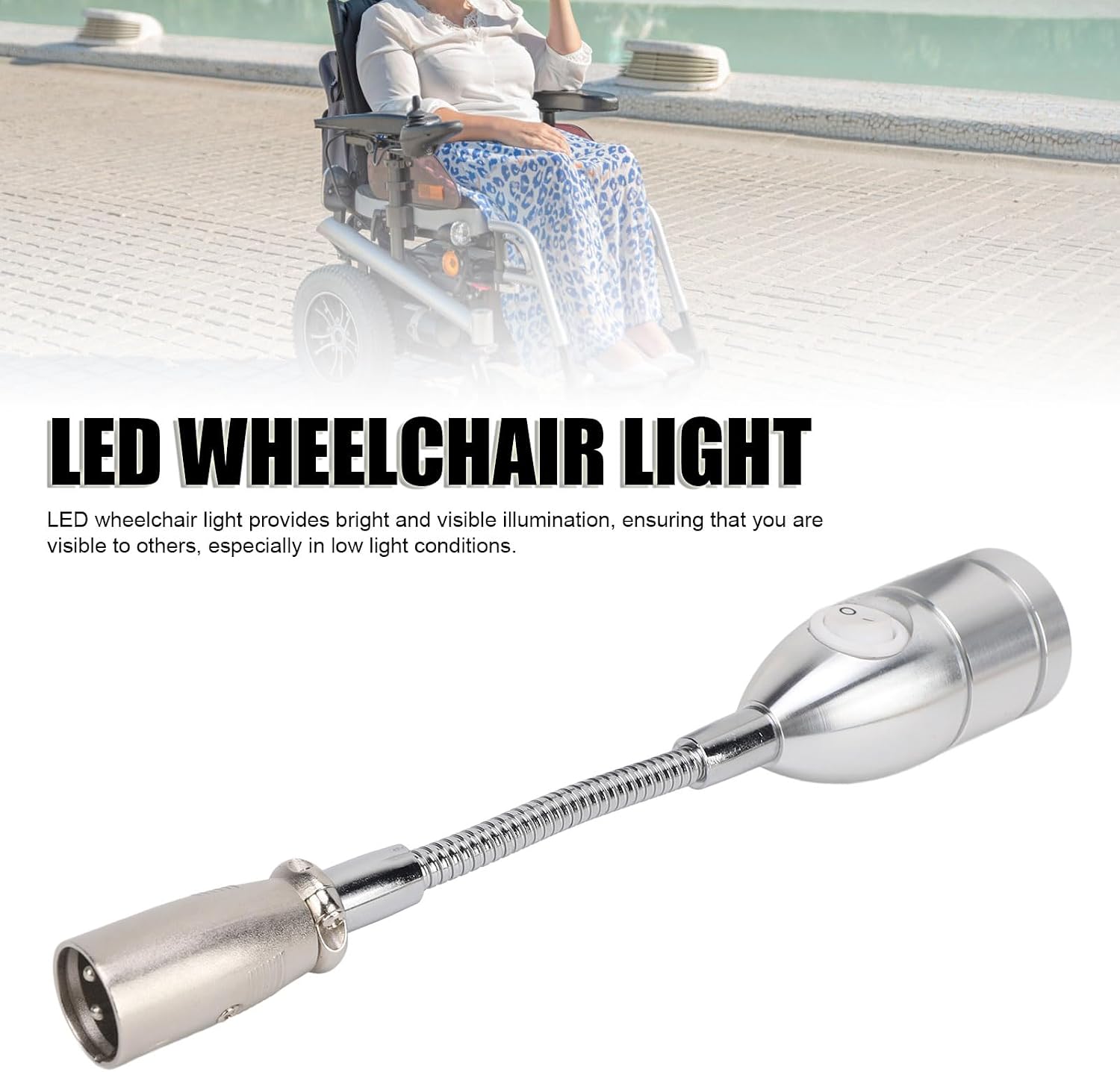Universal LED Wheelchair Light Adjust Angle 3 Pin XLR Head Electric Wheelchair Light for Night Use