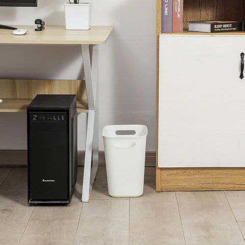 UUJOLY Plastic Small Trash Can Wastebasket, Garbage Container Basket for Bathrooms, Laundry Room, Kitchens, Offices, Kids Rooms, Dorms, 3.5 Gallon, White