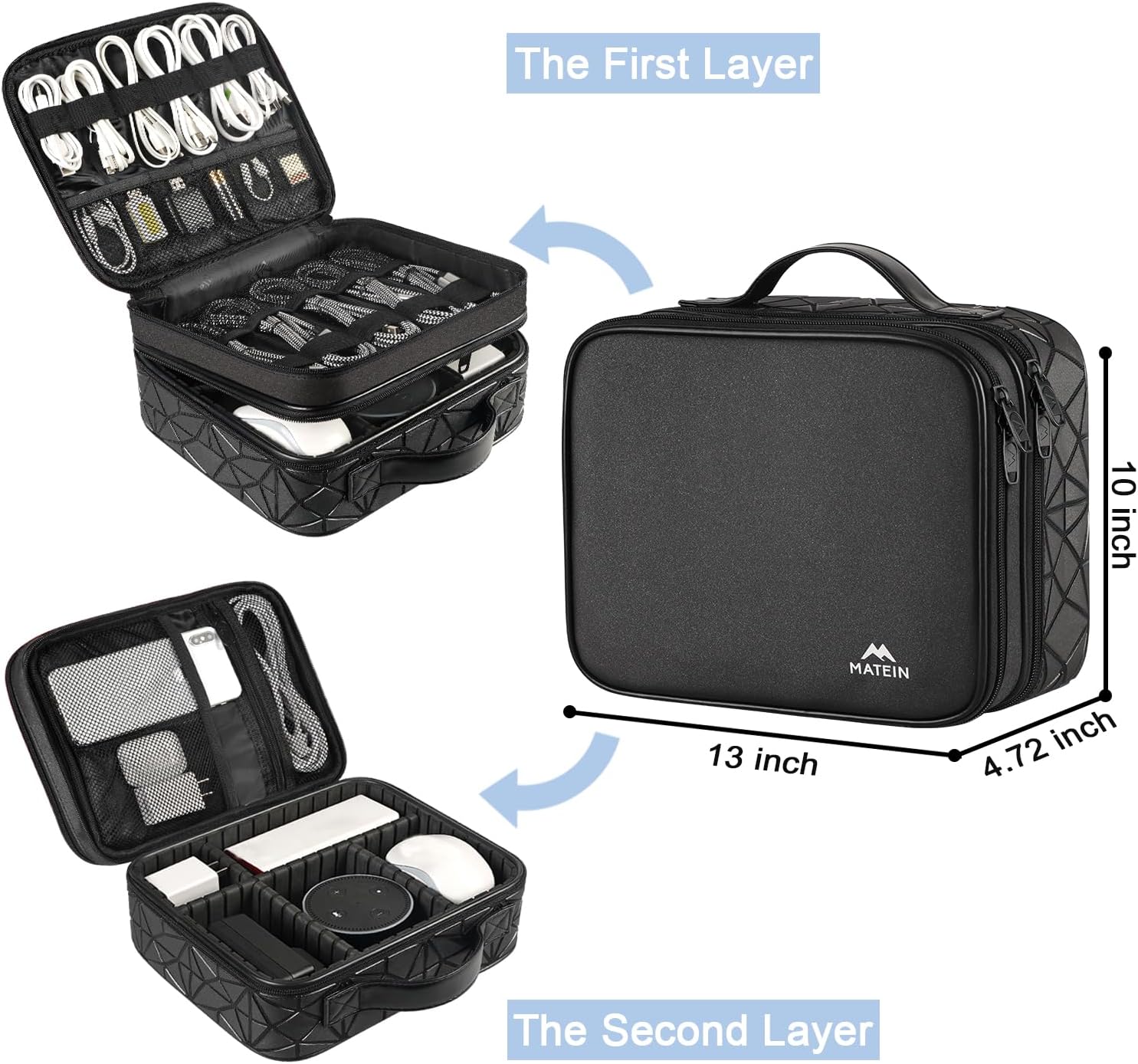 MATEIN Cord Organizer Case with Adjustable Divider, Large DJ Cable File Bag