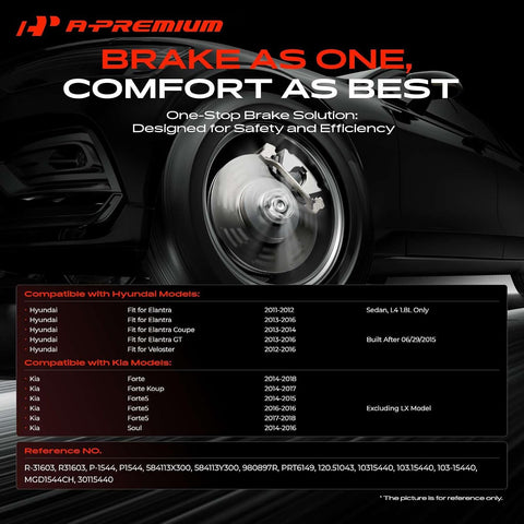 A-Premium 10.31 inch (261.9mm) Rear Solid Brake Rotors and Ceramic Pads Kit