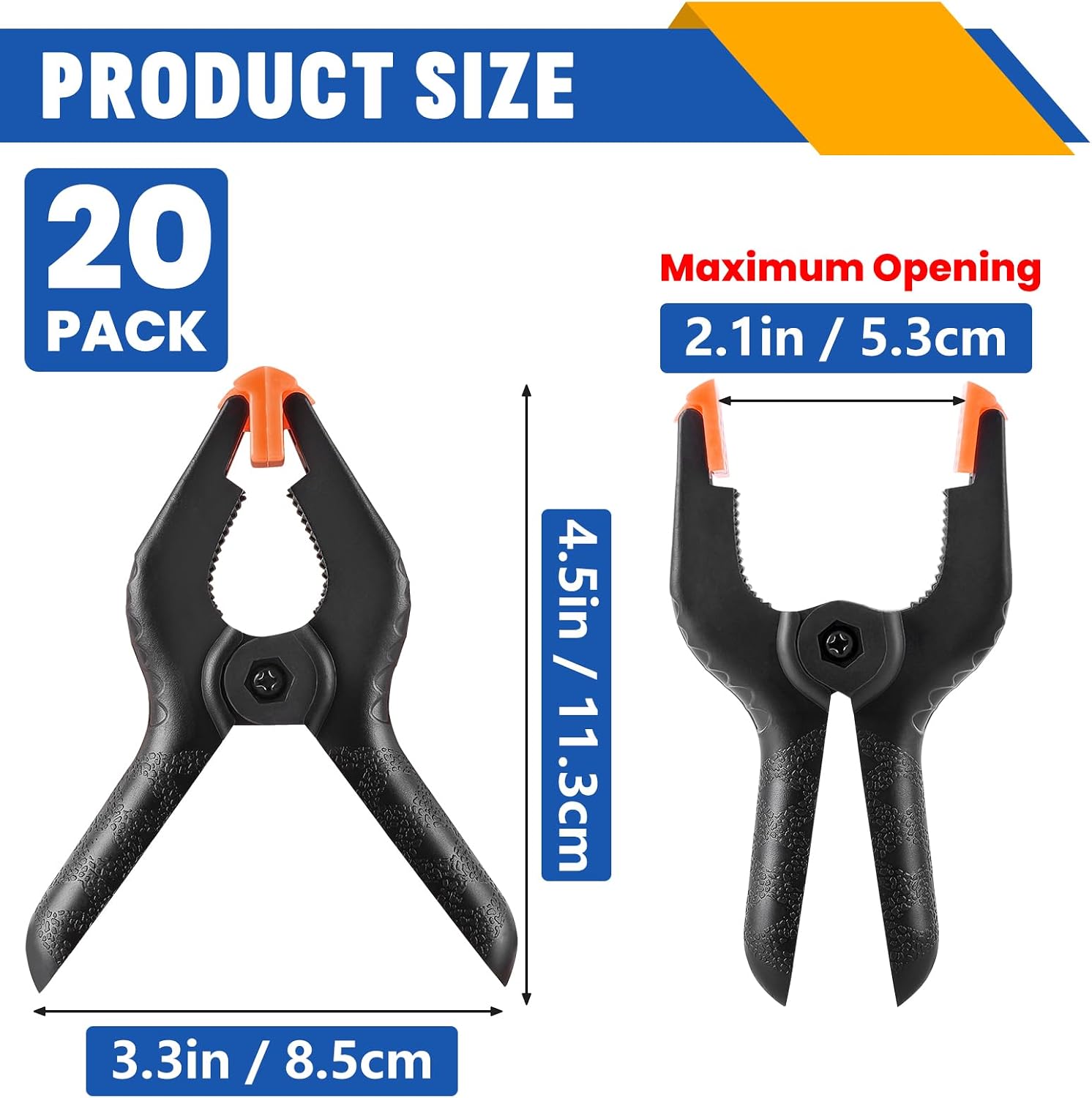 20 Pack 4.5 inch Plastic Spring Clamps, Backdrop Clips