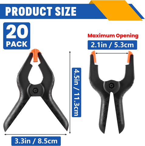 20 Pack 4.5 inch Plastic Spring Clamps, Backdrop Clips