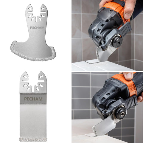 PECHAM 9PCS Diamond Oscillating Tool Blade, Multi Tool Blades Kits for Grout Removal and Soft Tile Cut, Fit Porter Cable Black & Decker Rockwell Ridgid Ryobi Milwaukee Chicago