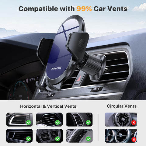 Miracase Phone Holders for Your Car with Metal Hook Clip, Air Vent Cell Phone Car Mount, Hands Free Universal Automobile Cradle Fit for iPhone Android and All Smartphones, Blue