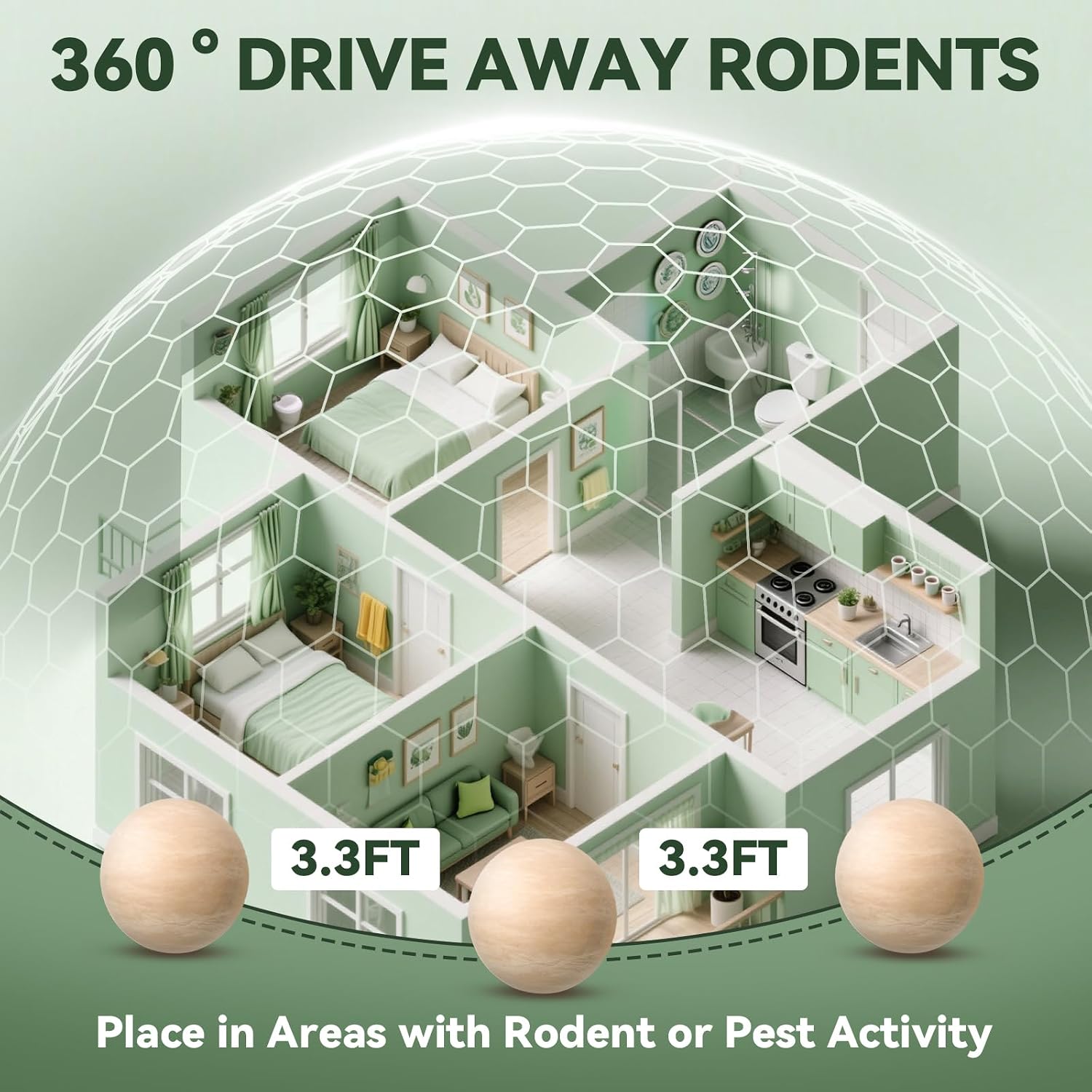 Rodent Repellent 36 Balls, Peppermint Oil Mouse Repellent Indoor & Outdoor Use, Natural Moth Balls for Rodent Mice Repellent for Home, Garage, Car, RV & Garden