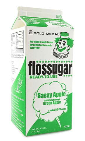 Floss sugar Flavor Cotton Candy 3.25 lb - 1 Carton 52 oz - 1/2 Gallon (Green Apple)